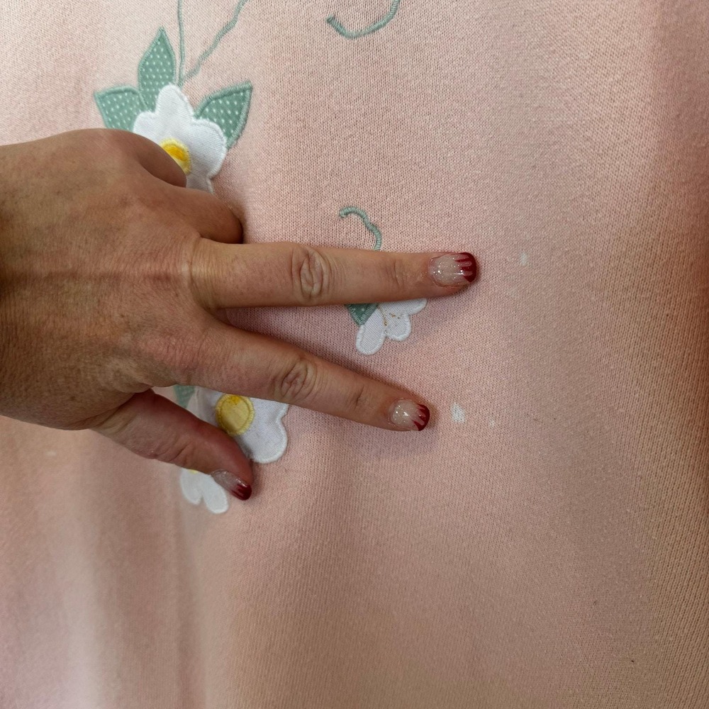 VTG‎ Collared Embroidered Flower Floral Sweatshirt XL 46 Cottagecore Grannycore - Picture 5 of 10